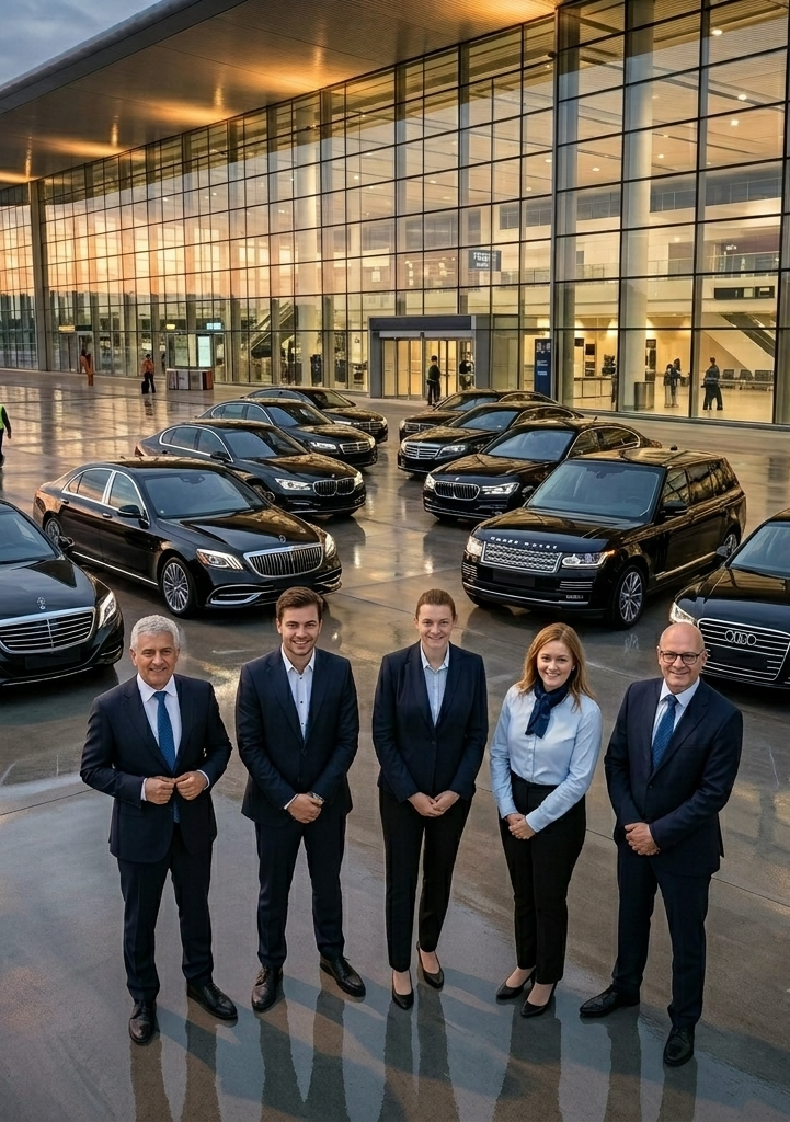 Airport Taxi Copenhagen team and vehicles at Kastrup Airport